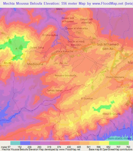 Mechta Moussa Beloufa,Algeria Elevation Map