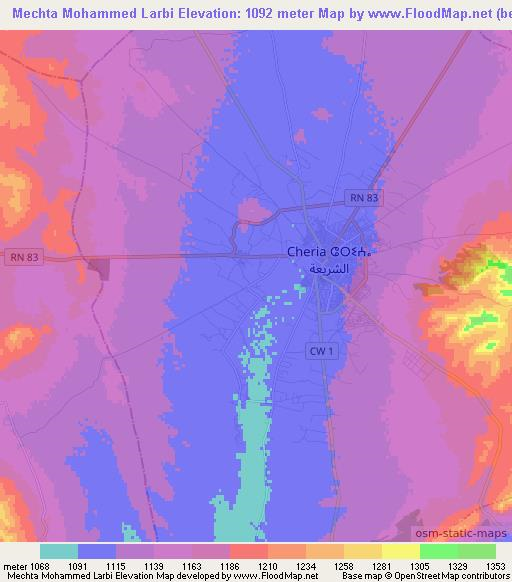 Mechta Mohammed Larbi,Algeria Elevation Map