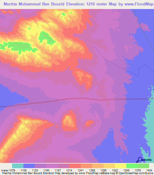 Mechta Mohammed Ben Bouzid,Algeria Elevation Map