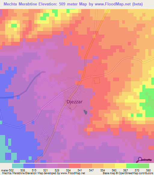 Mechta Merabtine,Algeria Elevation Map