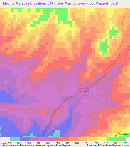 Mechta Merabaa,Algeria Elevation Map