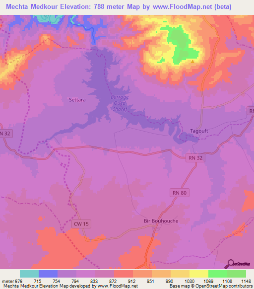 Mechta Medkour,Algeria Elevation Map