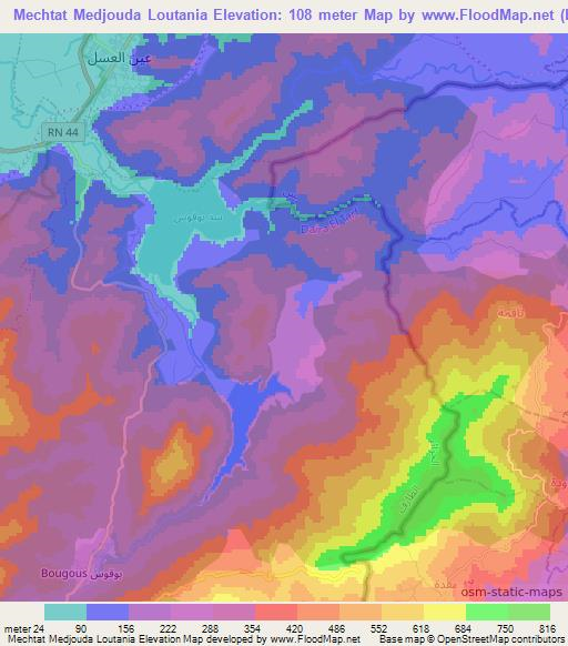 Mechtat Medjouda Loutania,Algeria Elevation Map
