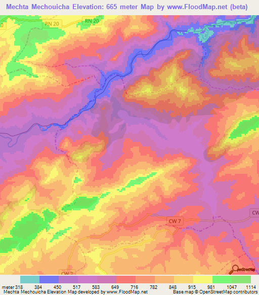 Mechta Mechouicha,Algeria Elevation Map