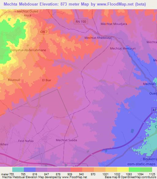 Mechta Mebdouar,Algeria Elevation Map