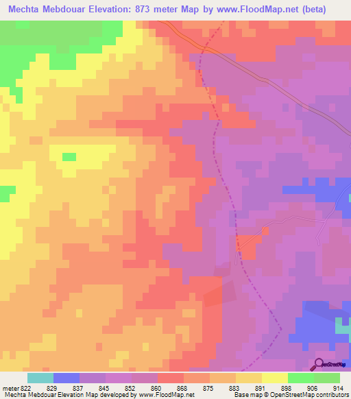 Mechta Mebdouar,Algeria Elevation Map