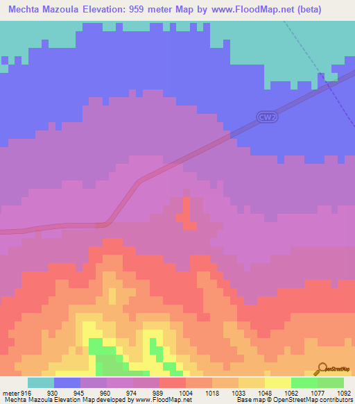 Mechta Mazoula,Algeria Elevation Map