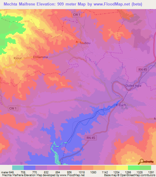 Mechta Maifrene,Algeria Elevation Map