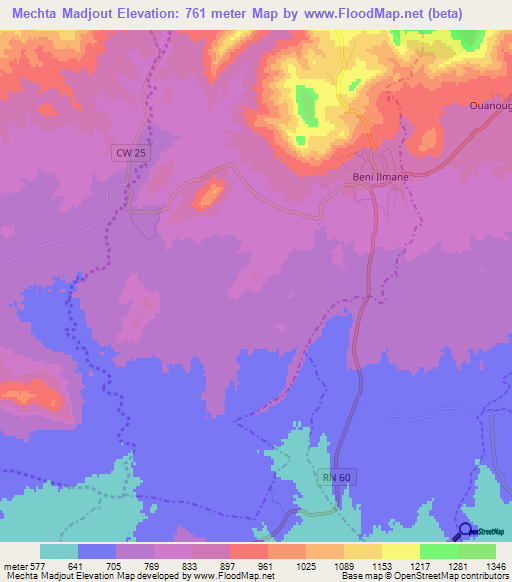 Mechta Madjout,Algeria Elevation Map