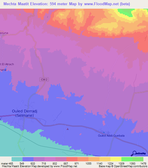 Mechta Maatit,Algeria Elevation Map