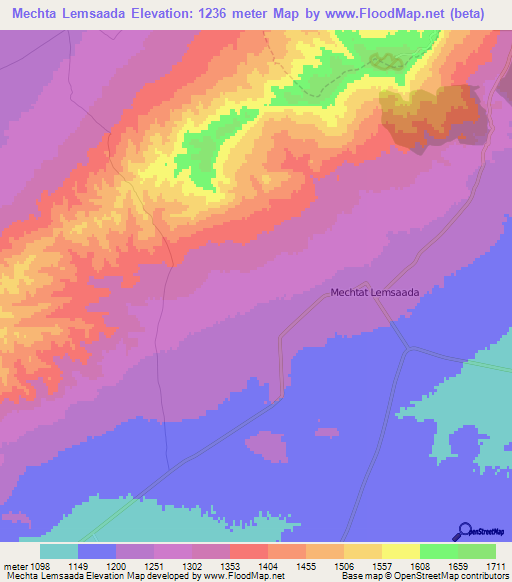 Mechta Lemsaada,Algeria Elevation Map