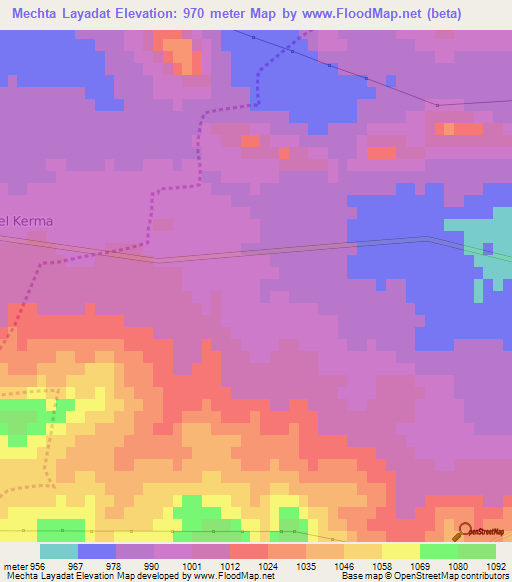 Mechta Layadat,Algeria Elevation Map