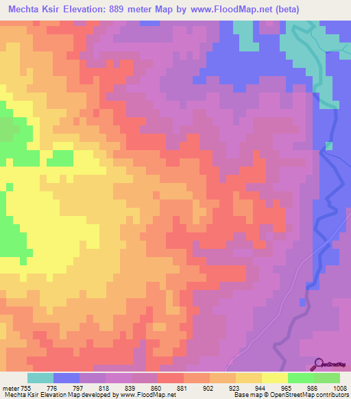 Mechta Ksir,Algeria Elevation Map