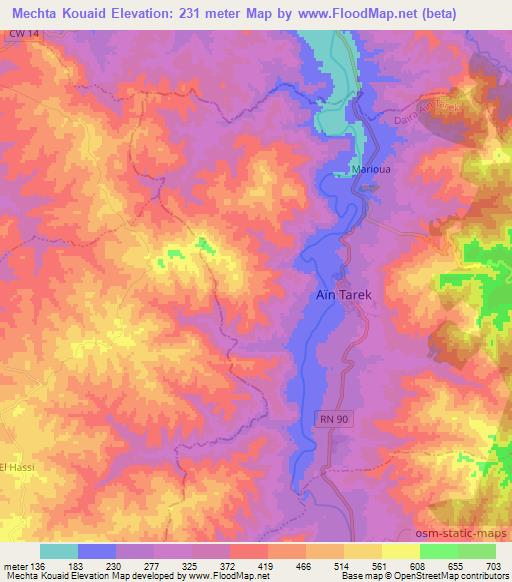 Mechta Kouaid,Algeria Elevation Map