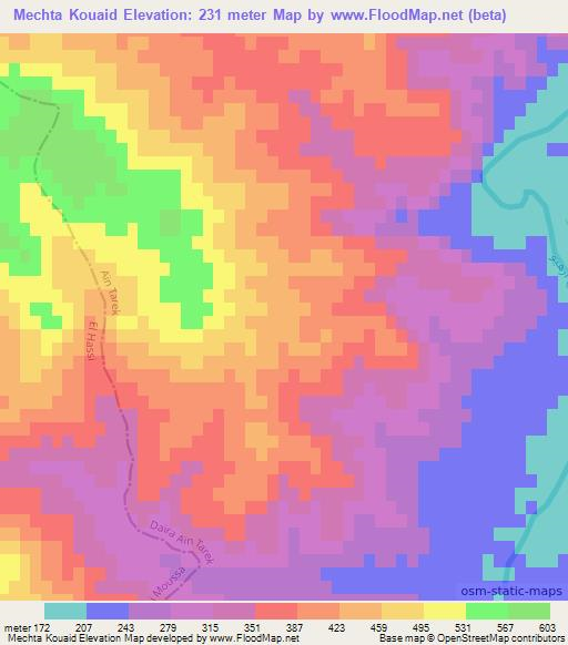 Mechta Kouaid,Algeria Elevation Map