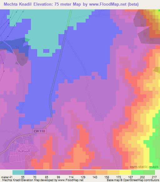 Mechta Knadil,Algeria Elevation Map