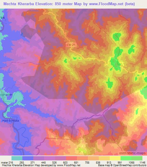 Mechta Kherarba,Algeria Elevation Map