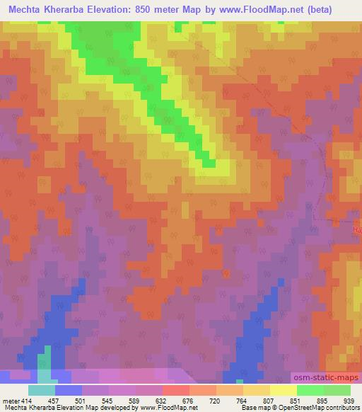 Mechta Kherarba,Algeria Elevation Map
