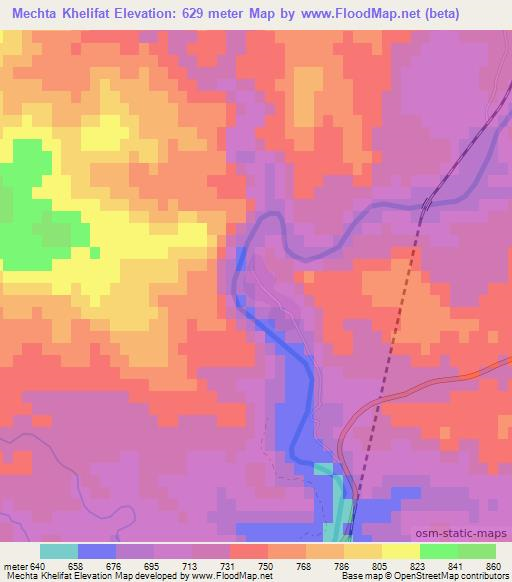 Mechta Khelifat,Algeria Elevation Map