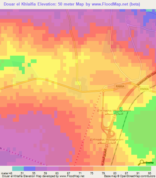 Douar el Khlaifia,Algeria Elevation Map