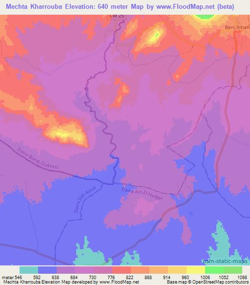 Mechta Kharrouba,Algeria Elevation Map