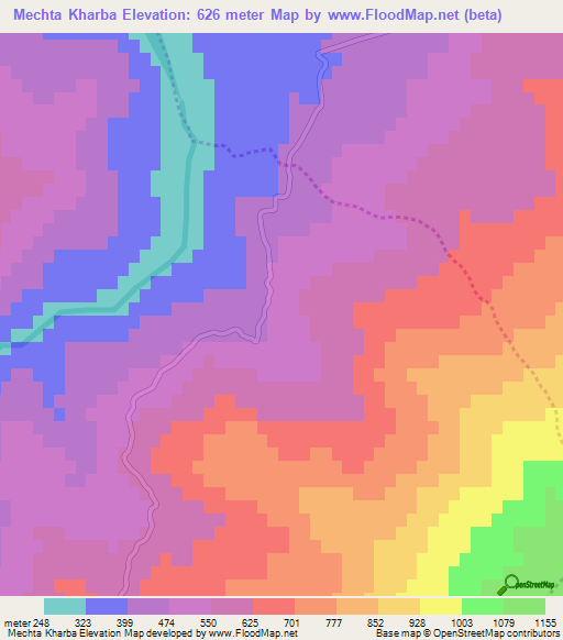 Mechta Kharba,Algeria Elevation Map