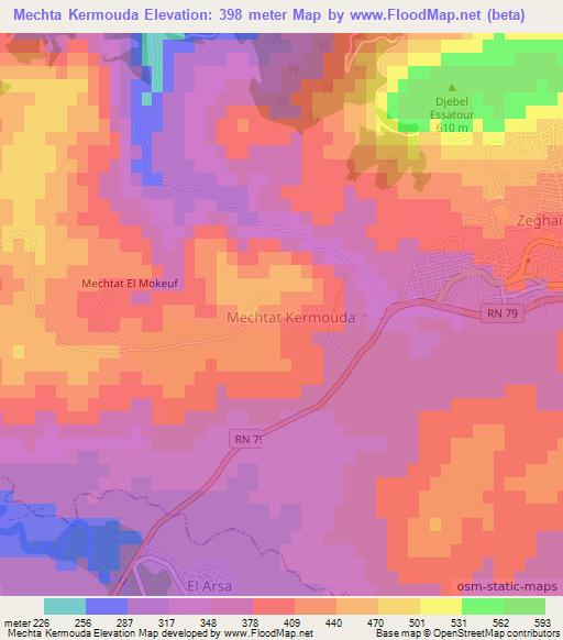 Mechta Kermouda,Algeria Elevation Map