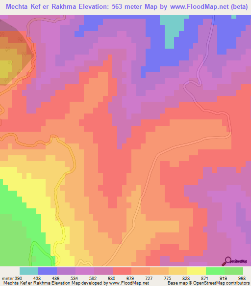 Mechta Kef er Rakhma,Algeria Elevation Map