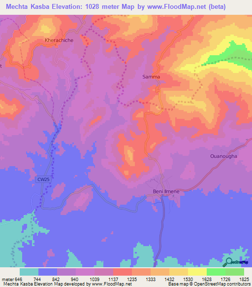 Mechta Kasba,Algeria Elevation Map