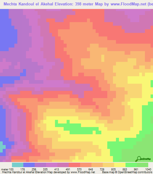 Mechta Kandoul el Akehal,Algeria Elevation Map