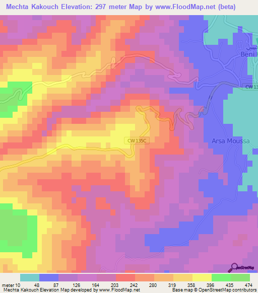 Mechta Kakouch,Algeria Elevation Map