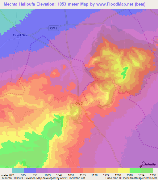 Mechta Halloufa,Algeria Elevation Map