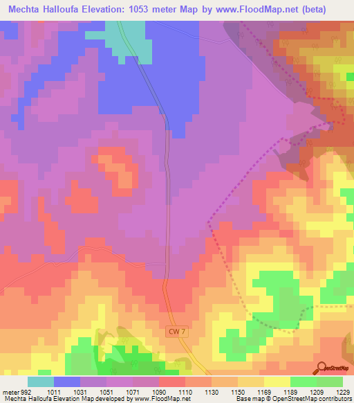 Mechta Halloufa,Algeria Elevation Map
