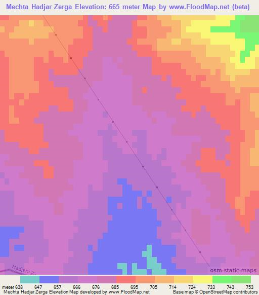 Mechta Hadjar Zerga,Algeria Elevation Map