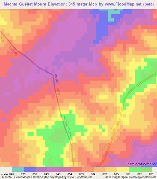 Mechta Gueltet Moura,Algeria Elevation Map