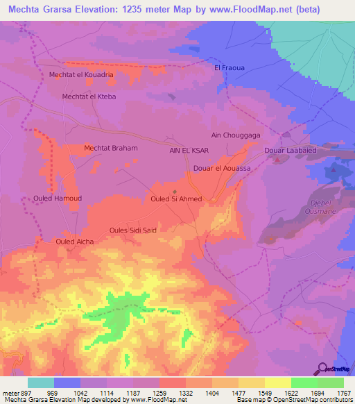 Mechta Grarsa,Algeria Elevation Map