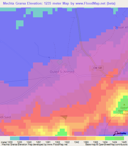 Mechta Grarsa,Algeria Elevation Map
