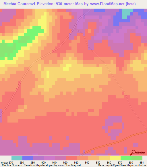 Mechta Gouramzi,Algeria Elevation Map