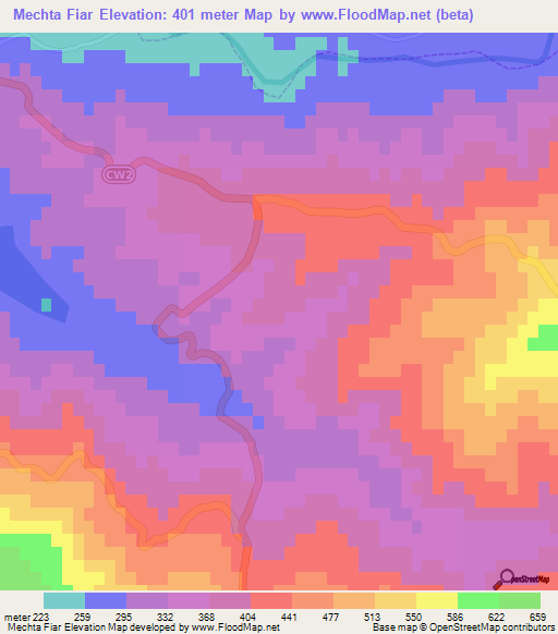 Mechta Fiar,Algeria Elevation Map