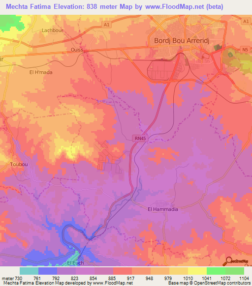 Mechta Fatima,Algeria Elevation Map