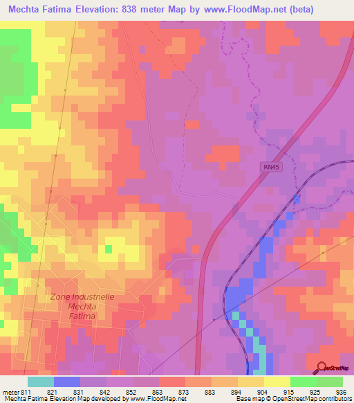 Mechta Fatima,Algeria Elevation Map