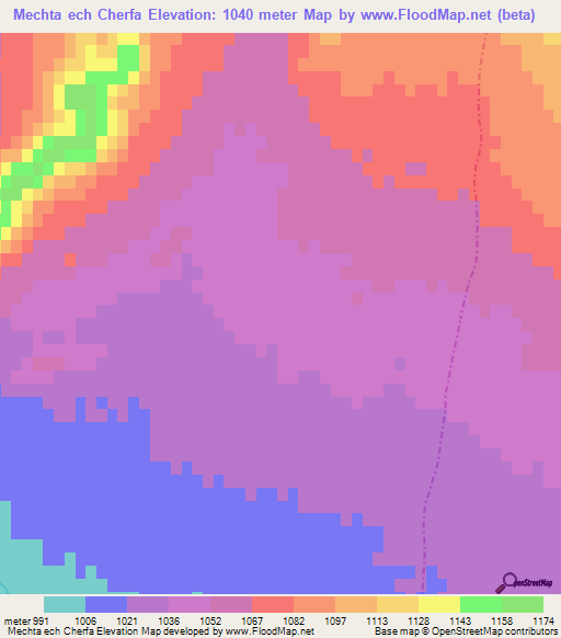 Mechta ech Cherfa,Algeria Elevation Map