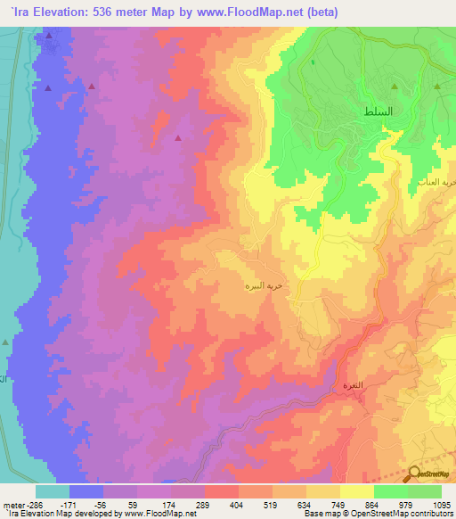 `Ira,Jordan Elevation Map
