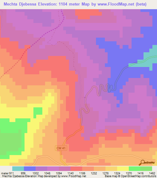 Mechta Djebessa,Algeria Elevation Map