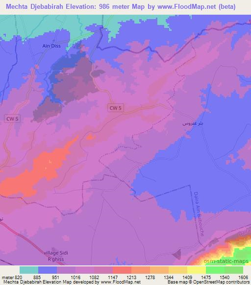 Mechta Djebabirah,Algeria Elevation Map