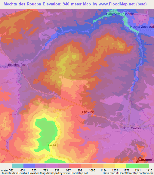 Mechta des Rouaba,Algeria Elevation Map