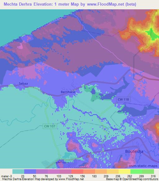 Mechta Derhra,Algeria Elevation Map