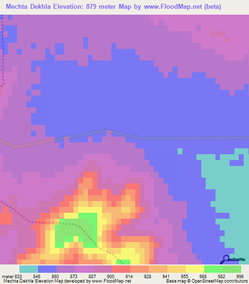 Mechta Dekhla,Algeria Elevation Map