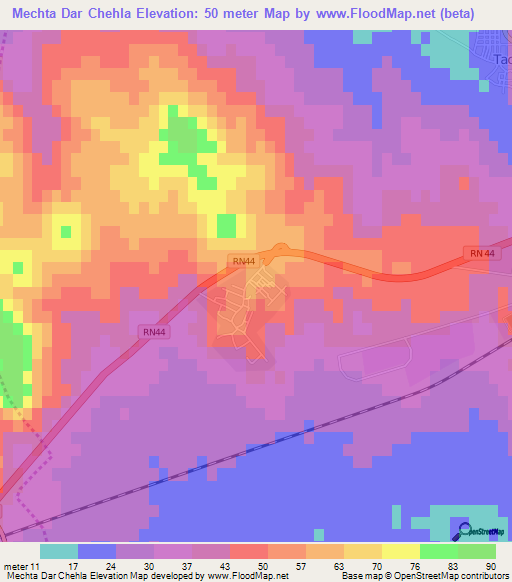 Mechta Dar Chehla,Algeria Elevation Map