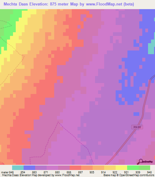 Mechta Daas,Algeria Elevation Map